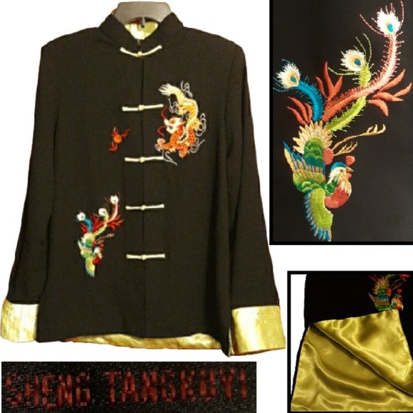 Embroidered Dragon & Phoenix Jacket w/satin Lining - Picture 1 of 14